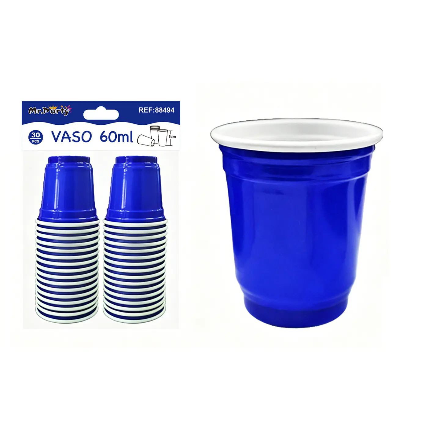 Vasos plásticos shot desechable azul marino 60ML 30pcs 1