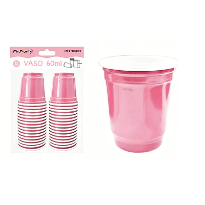 Vasos plásticos shot desechable rosado 60ML 30pcs