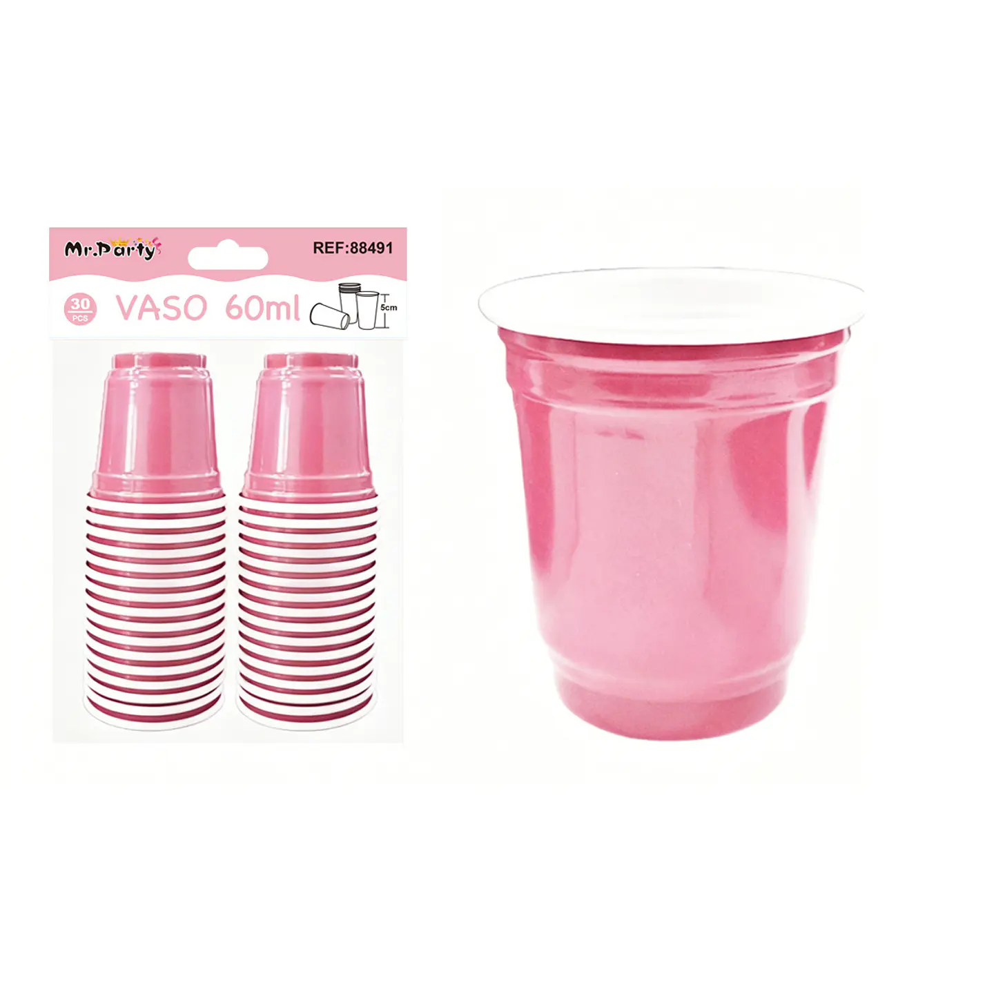 Vasos plásticos shot desechable rosado 60ML 30pcs 1