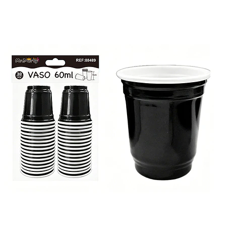 Vasos plásticos shot desechable negro 60ML 30pcs