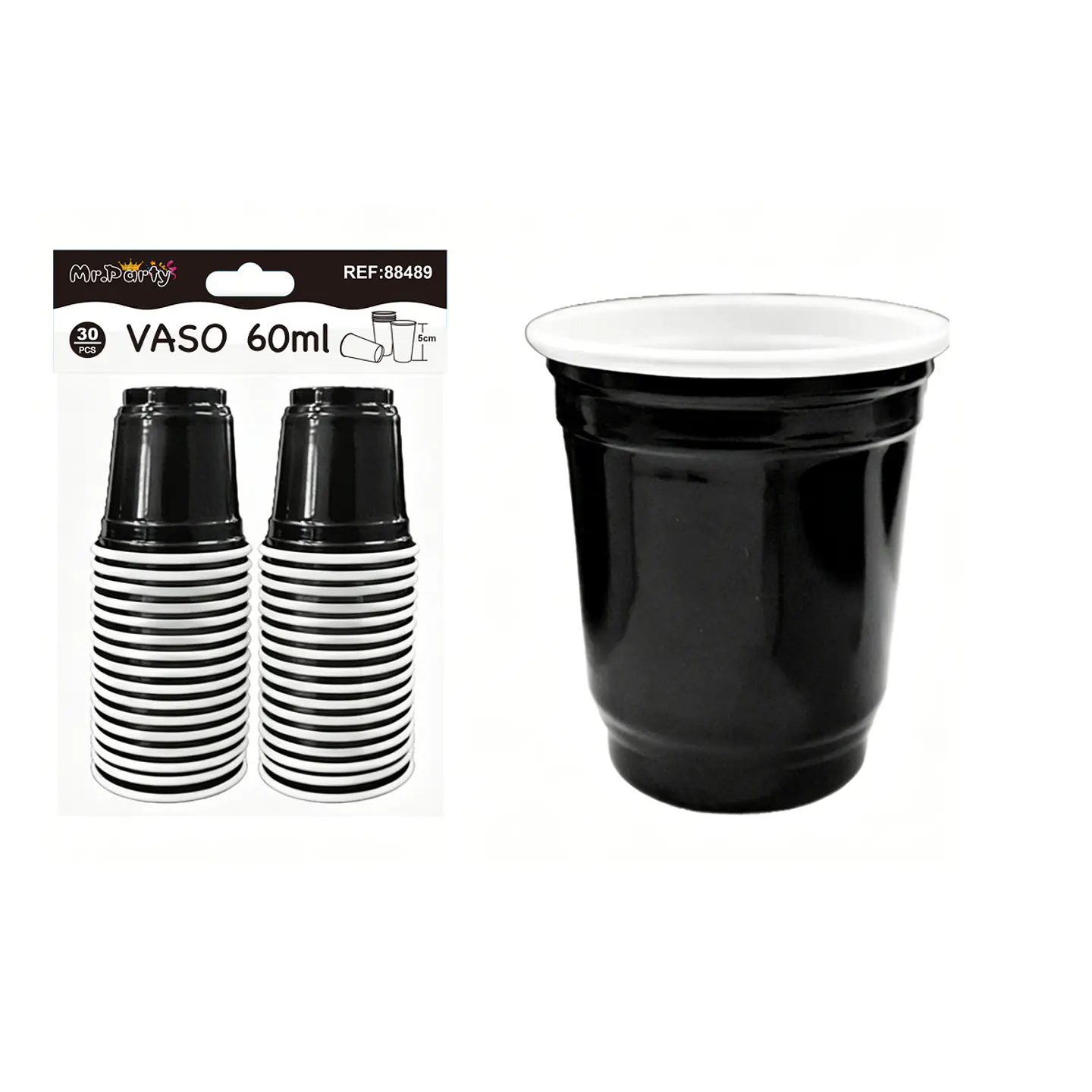Vasos plásticos shot desechable negro 60ML 30pcs 1