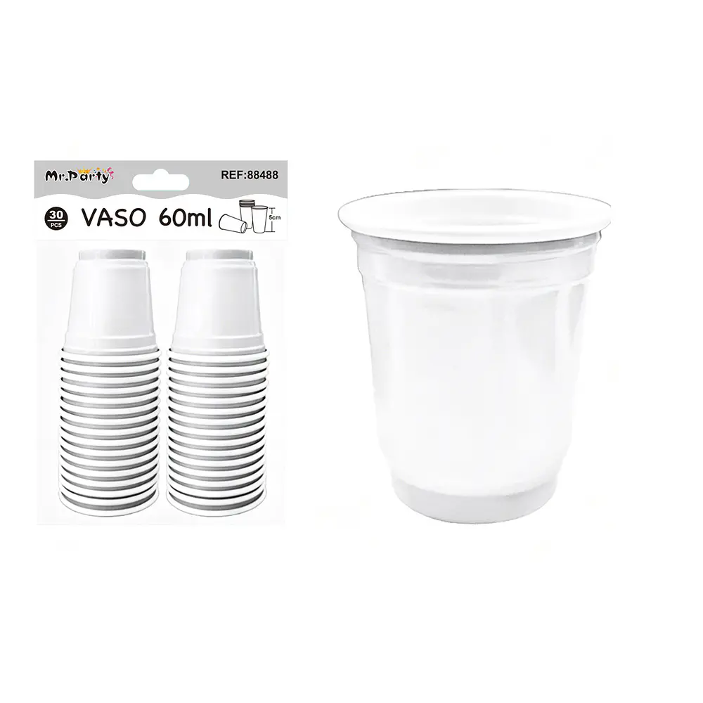 Vasos plásticos shot desechable blanco 60ML 30pcs