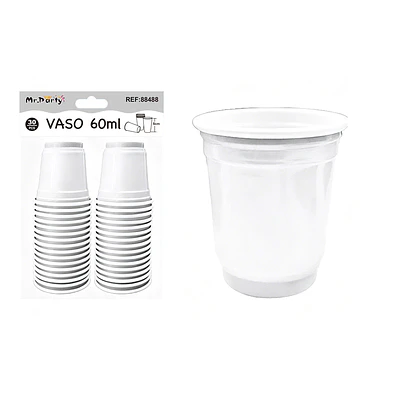 Vasos plásticos shot desechable blanco 60ML 30pcs