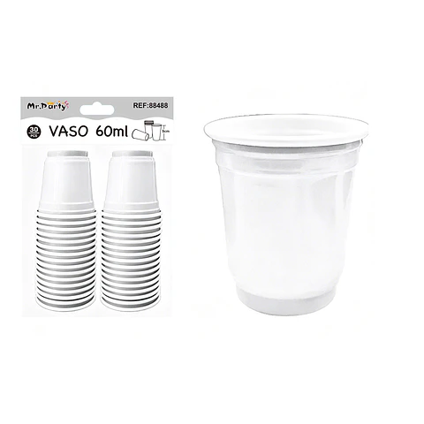 Vasos plásticos shot desechable blanco 60ML 30pcs