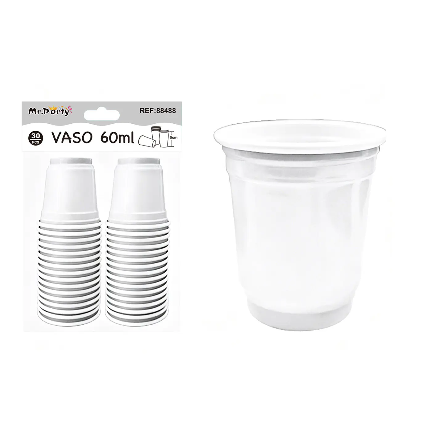 Vasos plásticos shot desechable blanco 60ML 30pcs 1