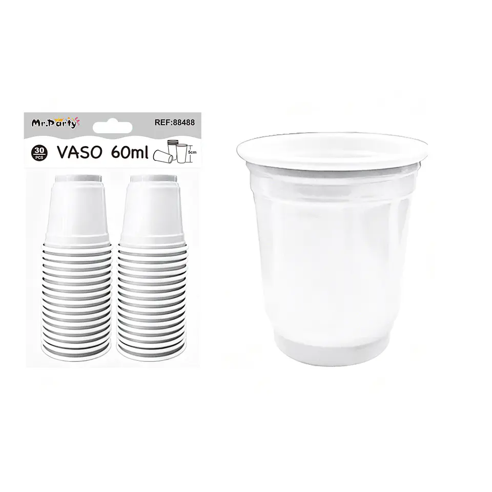 Vasos plásticos shot desechable blanco 60ML 30pcs 1
