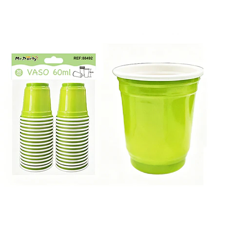 Vasos plásticos shot desechable verde 60ML 30pcs