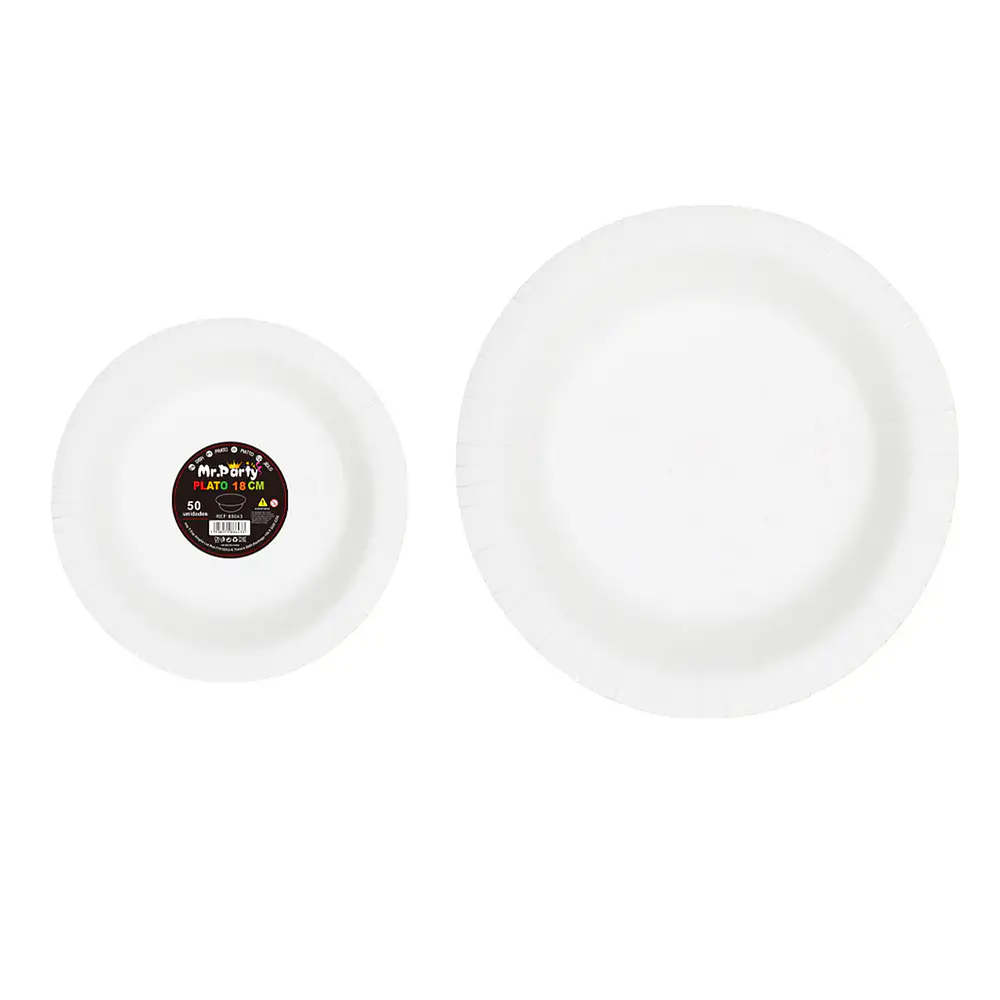 Plato de papel blanco 18cm 50pcs