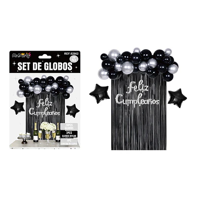 Set de globos con cortina negro 35pcs