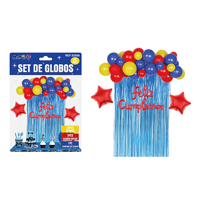 Set de globos con cortina azul 35pcs