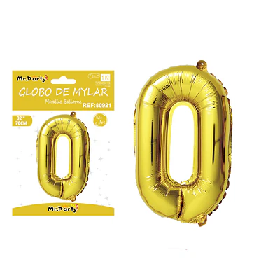 Globo metálico dorado 70cm número 0 