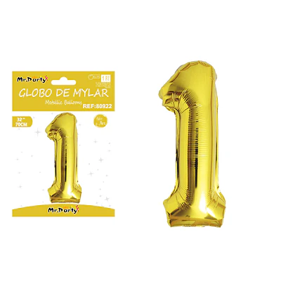 Globo metálico dorado 70cm número 1 