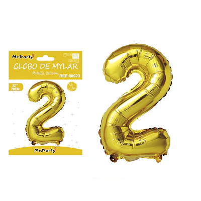 Globo metálico dorado 70cm número 2 