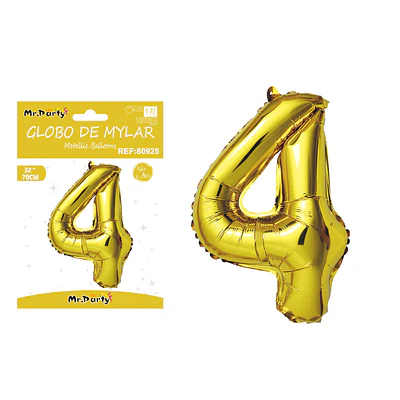 Globo metálico dorado 70cm número 4 