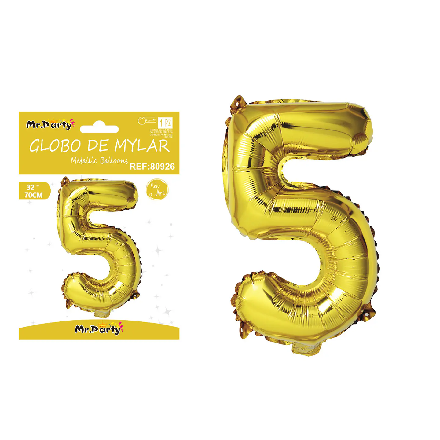 Globo metálico dorado 70cm número 5  1