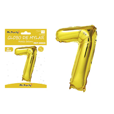 Globo metálico dorado 70cm número 7 