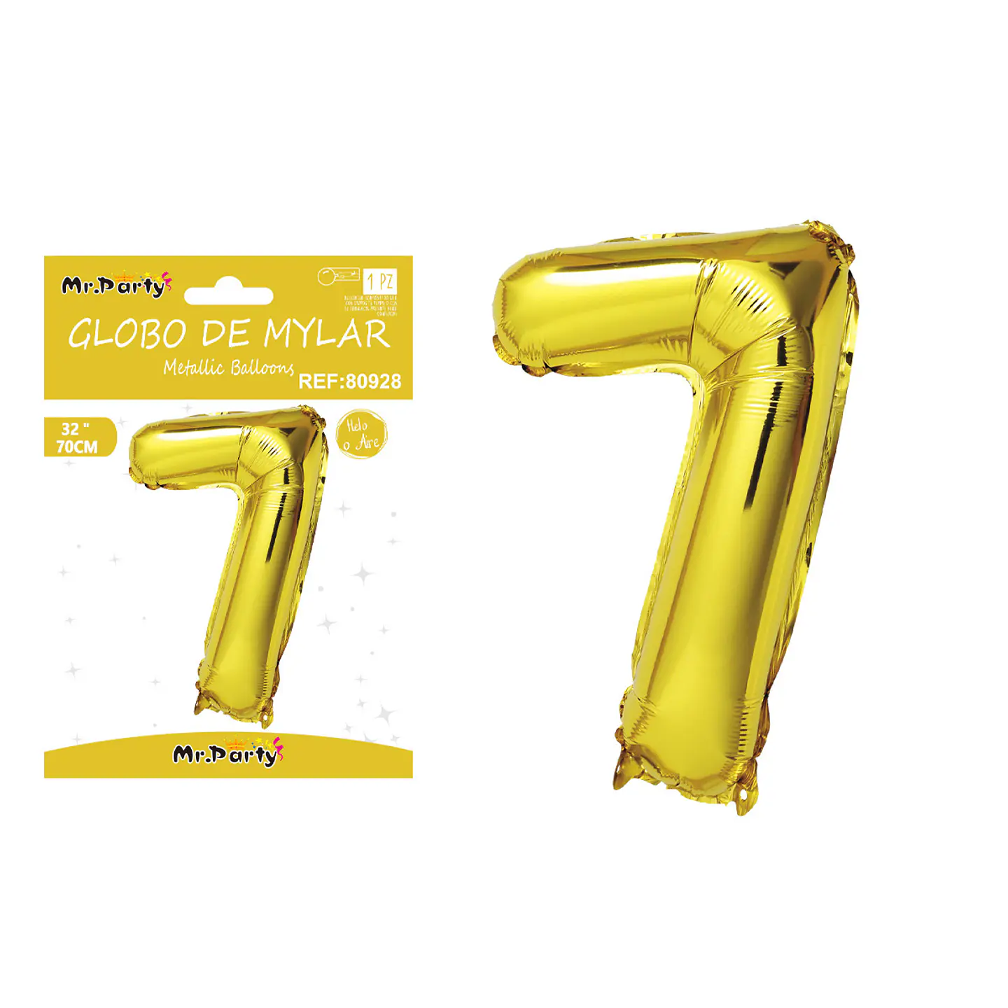 Globo metálico dorado 70cm número 7  1