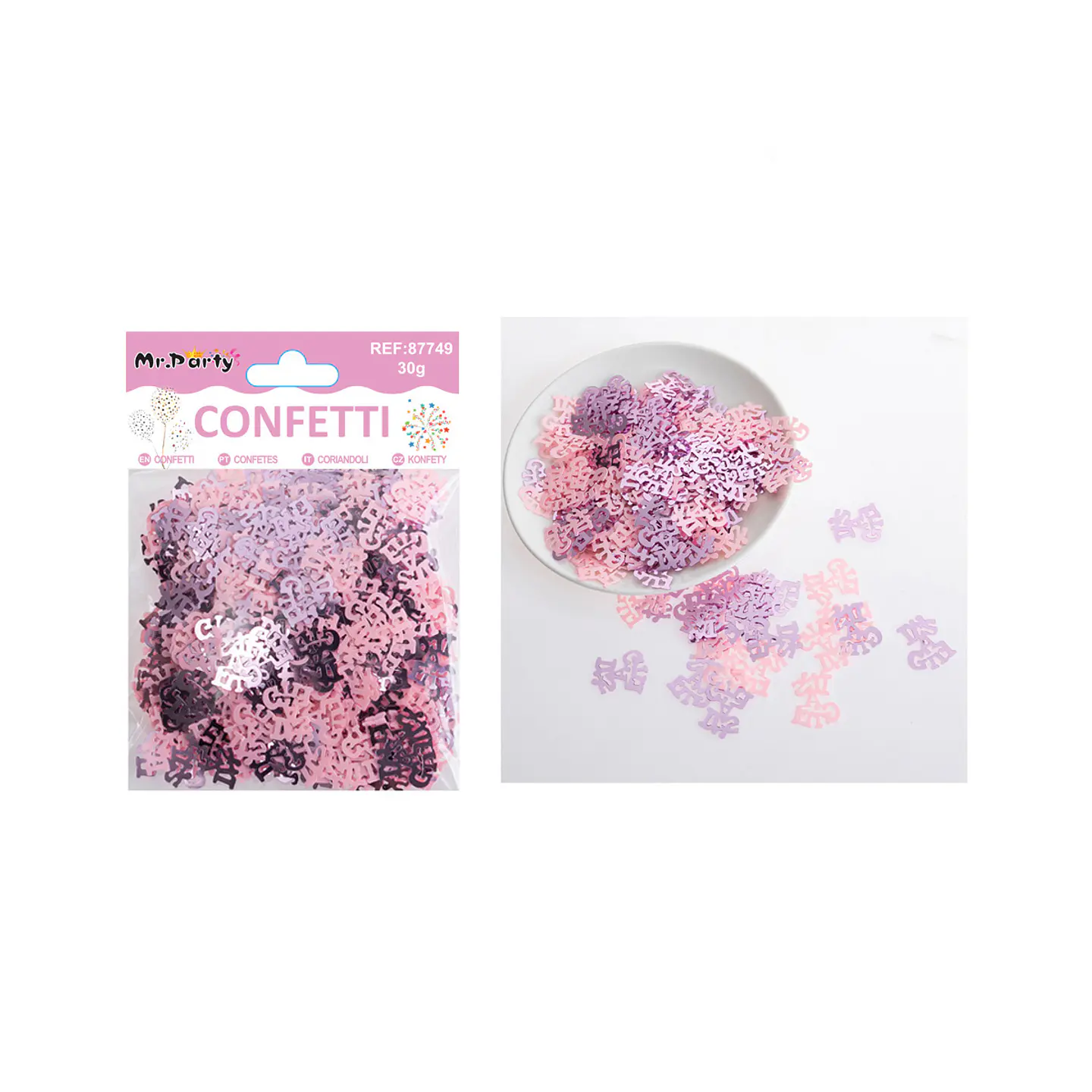 Confetti metálico de baby shower rosa 30g 1
