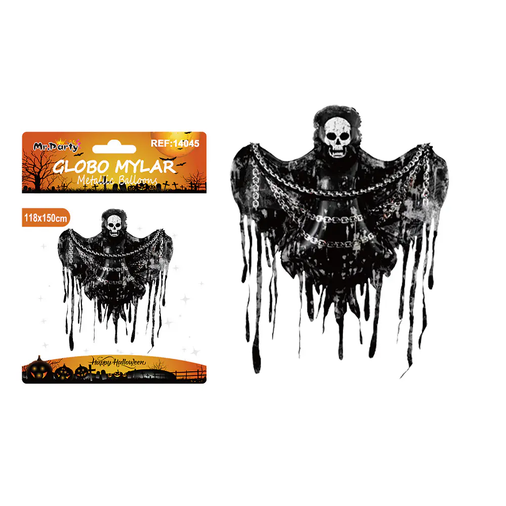 Globo mylar metálico esqueleto con cadenas Halloween 118*150cm