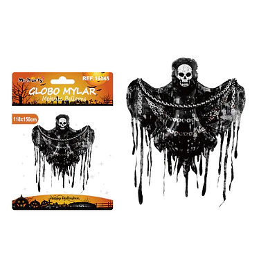 Globo mylar metálico esqueleto con cadenas Halloween 118*150cm