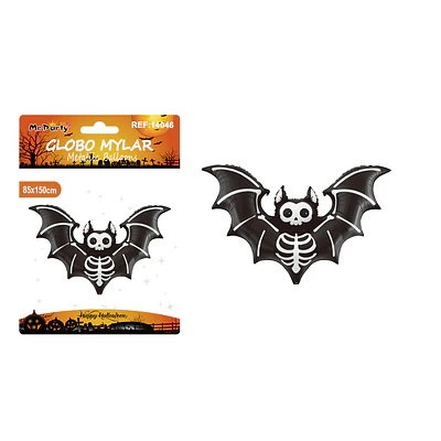 Globo mylar metálico murciélago esqueleto mate Halloween 85*150cm