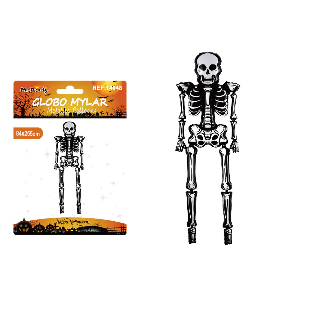 Globo mylar metálico esqueleto gigante Halloween 84*255cm