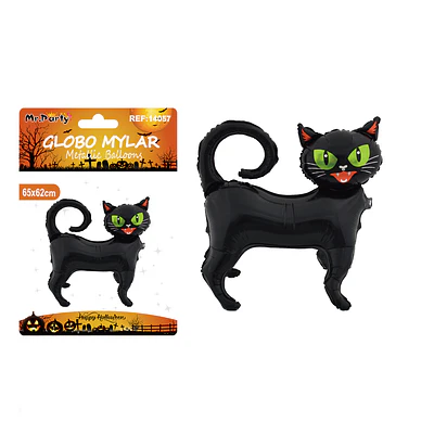 Globo mylar metálico gato negro 3D Halloween 65*62cm