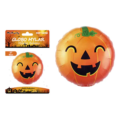 Globo mylar metálico calabaza redonda Halloween 18 pulgadas 45cm