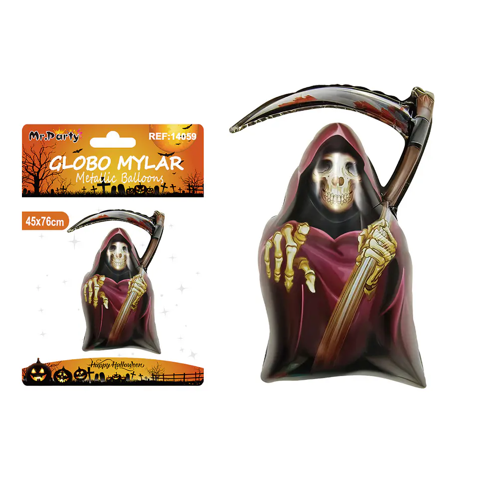 Globo mylar metálico esqueleto de la muerte 45*76cm
