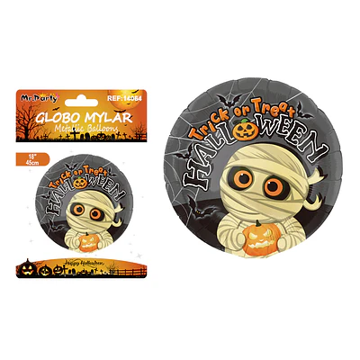 Globo mylar metálico redondo momia tierna Halloween 18 pulgadas 45cm