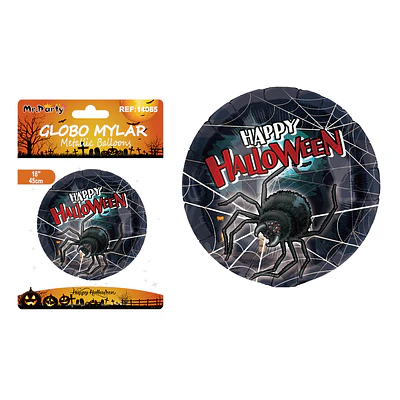 Globo mylar metálico redondo araña Halloween 18 pulgadas 45cm