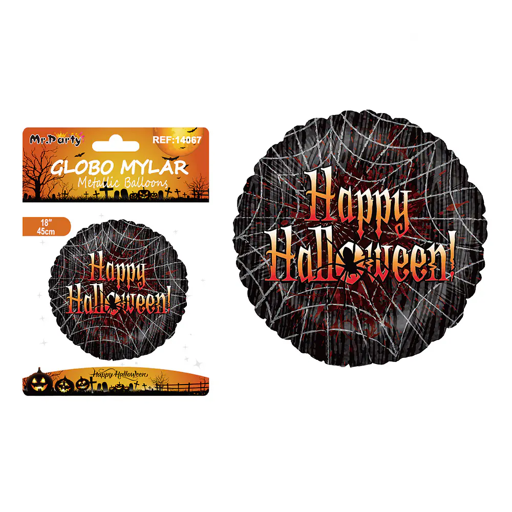 Globo mylar metálico redondo araña ensangrentada Halloween 18 pulgadas 45cm