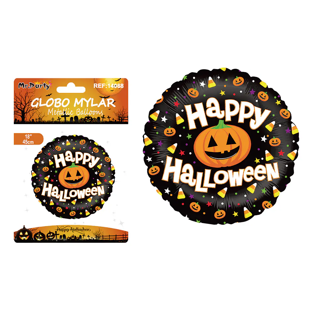 Globo mylar metálico redondo caramelos Halloween 18 pulgadas 45cm