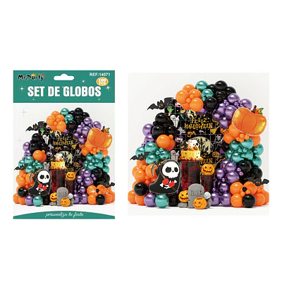 Set de globos para decoración Halloween con fantasmas y calabaza 100pcs