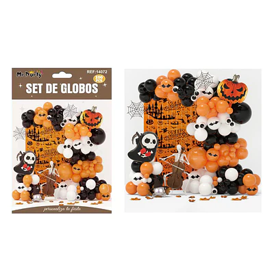 Set de globos para decoración Halloween esqueleto y calabaza 100pcs