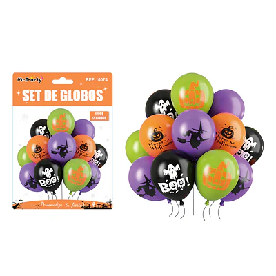 Set de globos de látex Halloween estampados surtidos 12pcs
