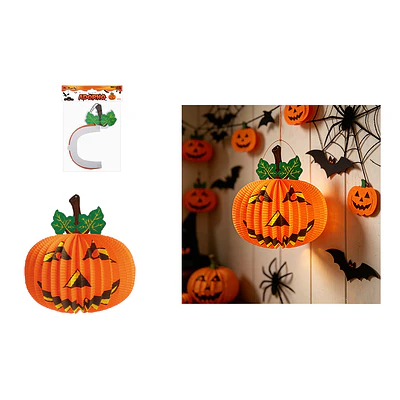 Adorno colgante Halloween calabaza con hojas grandes 25cm