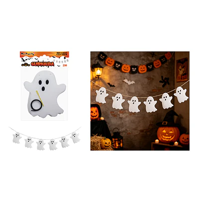 Guirnalda Halloween fantasma blanco 2m