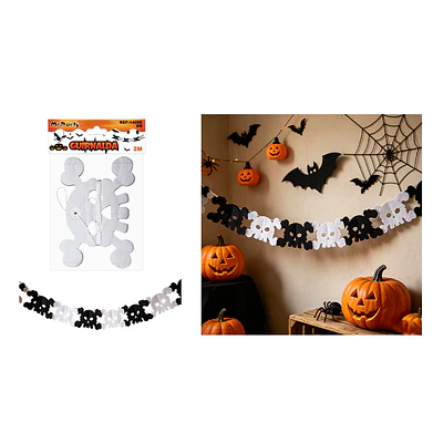 Guirnalda Halloween calavera con huesos 2m