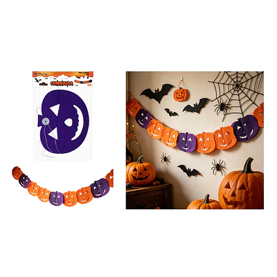 Guirnalda Halloween calabaza morado y naranja 2m