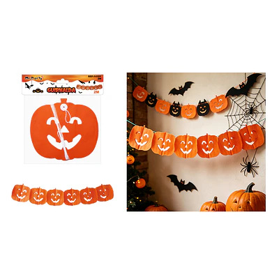 Guirnalda Halloween calabaza sonrisa 2m