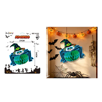 Adorno colgante Halloween brujita verde 27*24cm