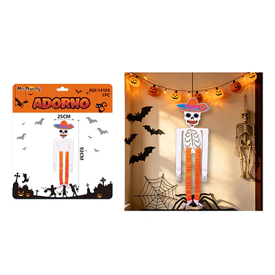 Adorno colgante Halloween Catrín esqueleto articulado de papel 25*92cm