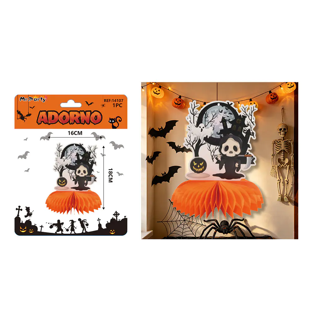 Adorno colgante Halloween La Parca y castillo 16*18cm