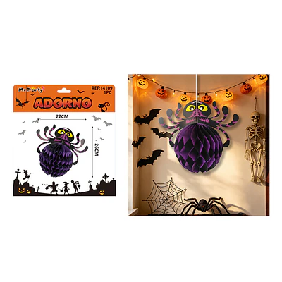 Adorno colgante Halloween araña morada 22*26cm
