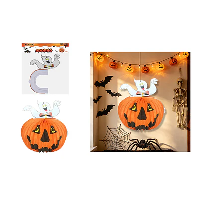 Adorno colgante Halloween calabaza con fantasma 24cm