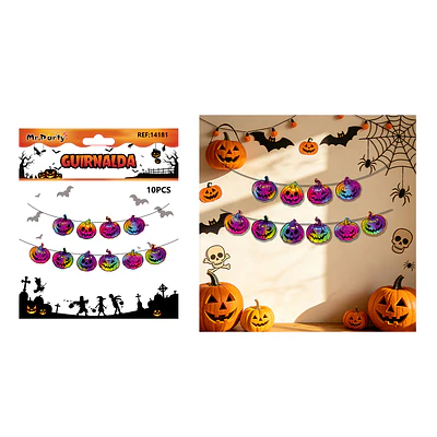 Guirnalda Halloween calabazas tornasol 10pcs