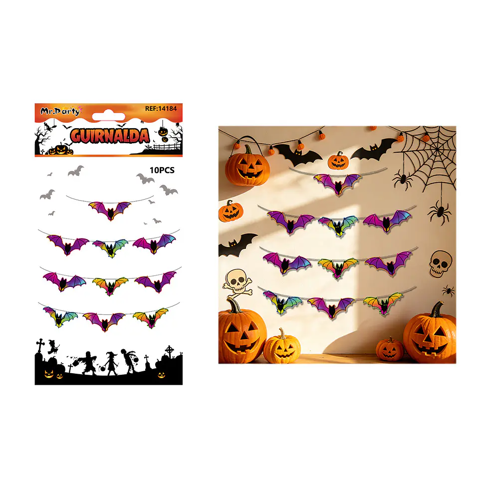 Guirnalda Halloween murciélagos tornasol 10pcs 1