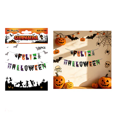 Guirnalda Feliz Halloween con monstruos 16pcs