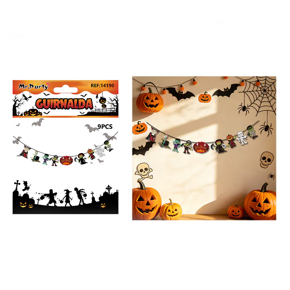 Guirnalda Halloween personajes de terror 9pcs